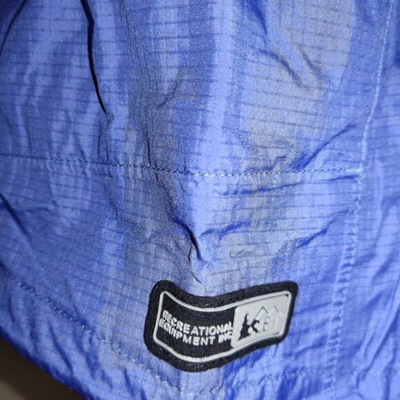 REI Elements E1 Hooded Blue Rain Jacket | Zipper | Vents | Waterproof | Medium - Picture 12 of 16